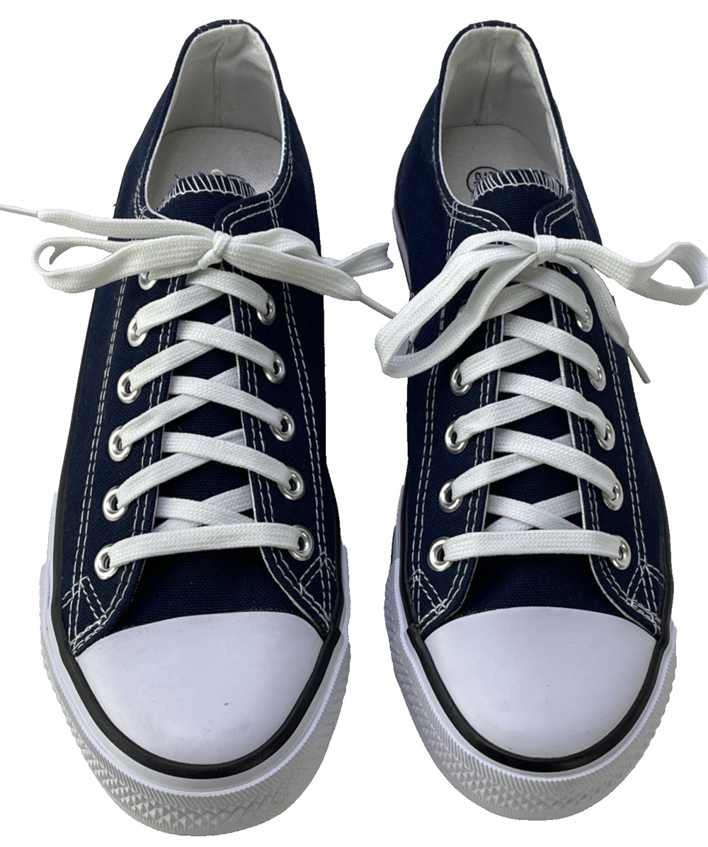 Fashion Unisex Low Top Canvas Navy White Lace Up Shoe New In Box EU 46 Mens 13